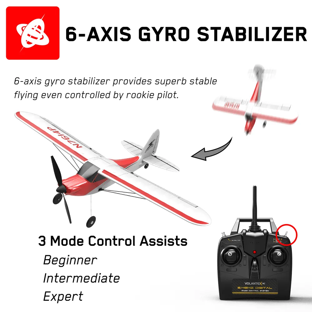 VolantexRC Sport Cub 500 761-4 500mm Wingspan 4CH One-Key Aerobatic Beginner Trainer RC Glider Airplane RTF Built In 6-Axis Gyro