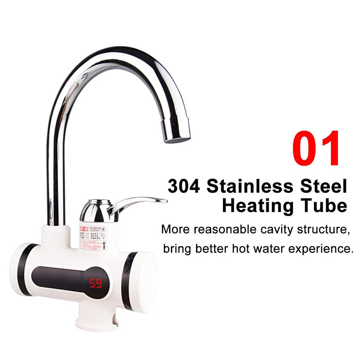 3000W 2 IN 1 Instant Electric Water Heater Faucet Fast Heating LED Display 220V