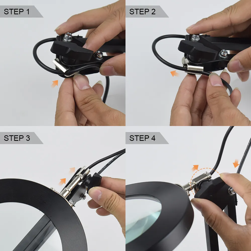DANIU Flexible Desk Large 5X USB LED Magnifying Glass 33cm+33cm Bracket 3 Colors Illuminated Magnifier Lamp Loupe