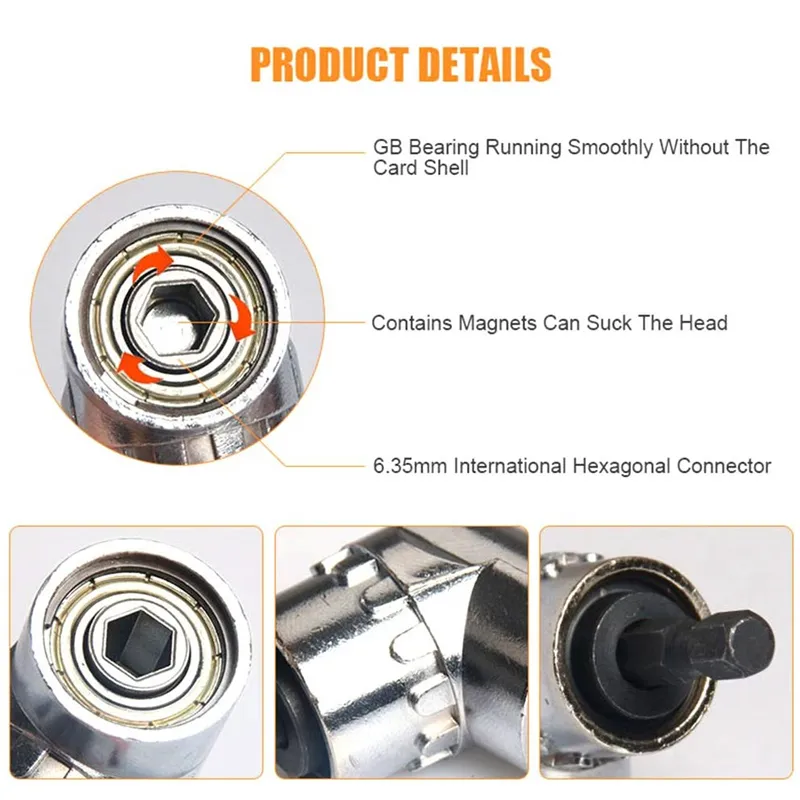 105 Degree Right Angle Drill Adapter with Flexible Shaft Bits Extension Shaft with Screwdriver Bit Holder