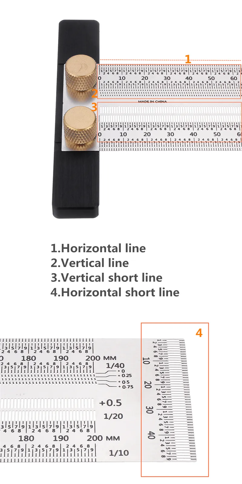Drillpro 200/300/400mm Stainless Steel Precision Marking T Ruler Hole Positioning Measuring Ruler Woodworking Scriber Scribing Tool Drillpro 200/300/400mm Stainless Steel Precision Marking T Ruler Hole Positioning Measuring Ruler Woodworking Scriber Scribing Tool