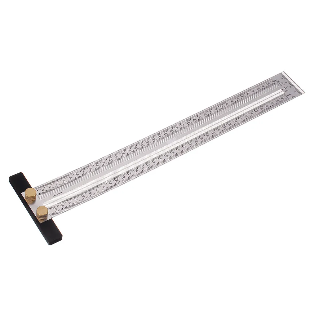 Drillpro 200/300/400mm Stainless Steel Precision Marking T Ruler Hole Positioning Measuring Ruler Woodworking Scriber Scribing Tool Drillpro 200/300/400mm Stainless Steel Precision Marking T Ruler Hole Positioning Measuring Ruler Woodworking Scriber Scribing Tool
