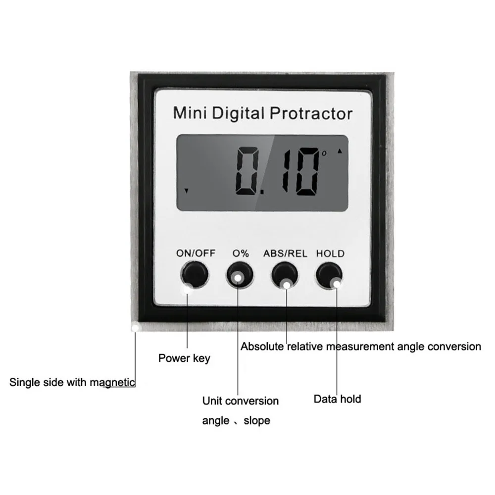 Drillpro Stainless Steel 360 Degree Mini Digital Protractor Inclinometer Electronic Level Box Magnetic Base Measuring Tools