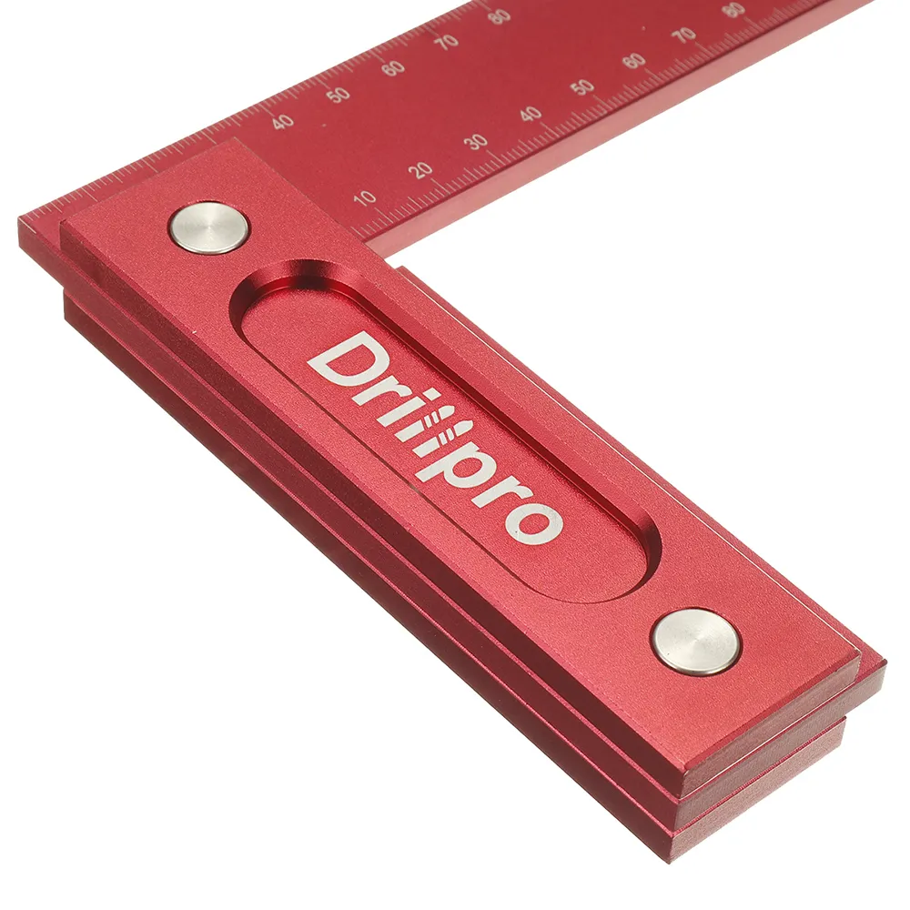 Drillpro 150/200mm Metric Precision Woodworking Square Aluminum Alloy Wide Seat Scribing Tool L 90° Right Angle Ruler