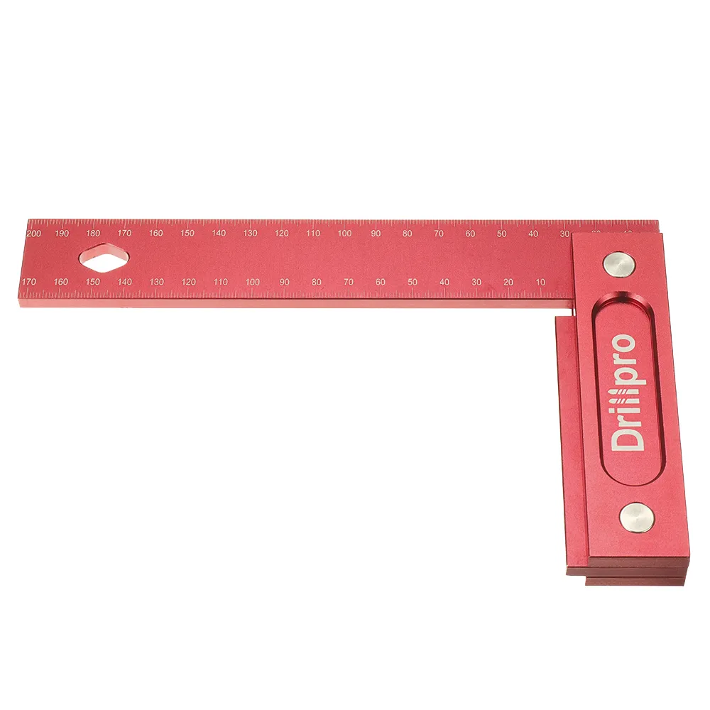 Drillpro 150/200mm Metric Precision Woodworking Square Aluminum Alloy Wide Seat Scribing Tool L 90° Right Angle Ruler