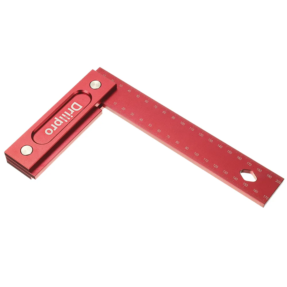 Drillpro 150/200mm Metric Precision Woodworking Square Aluminum Alloy Wide Seat Scribing Tool L 90° Right Angle Ruler