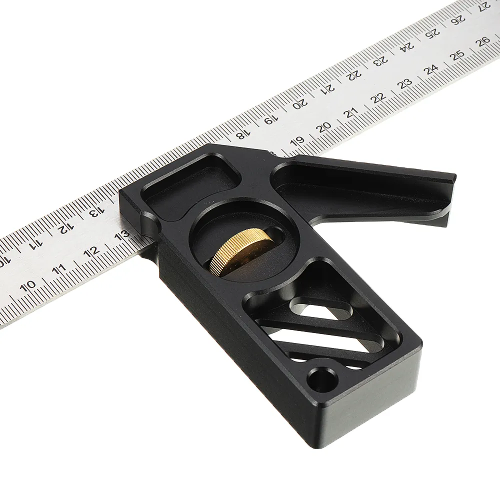 ENJOYWOOD Adjustable 300mm Aluminum Alloy Combination Square 45 90 Degree Angle Scriber Steel Ruler Woodworking Line Locator Ruler DIY Carpenter Measuring Tool
