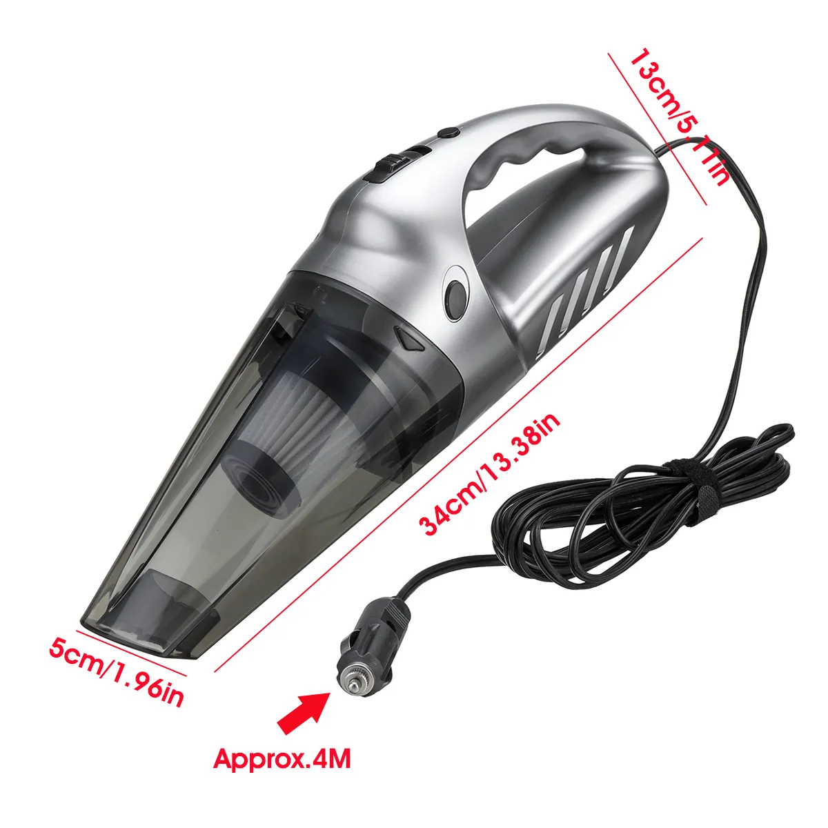 120W Portable Auto Car Handheld Vacuum Cleaner Duster Wet & Dry Dirt Suction with LED Light