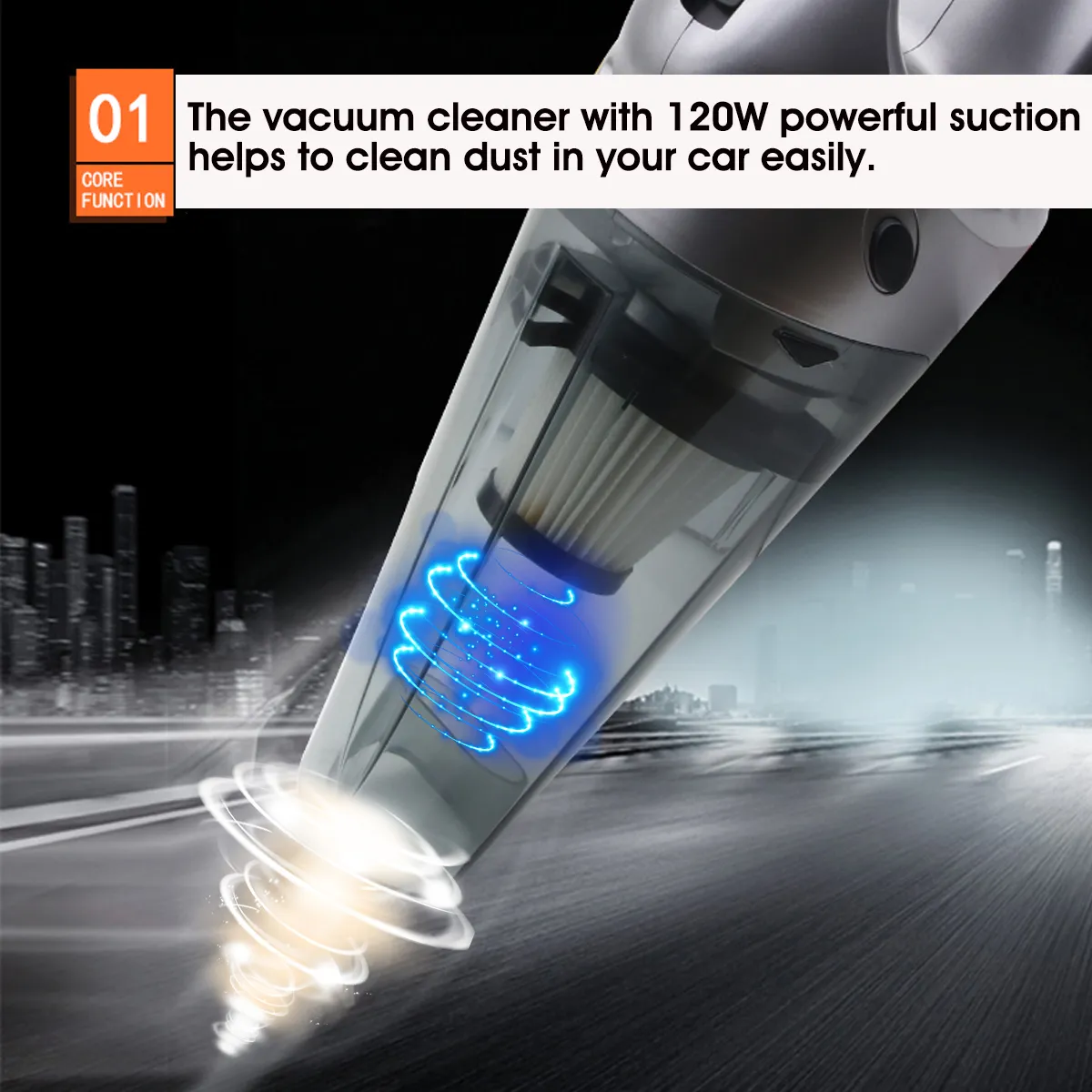 120W Portable Auto Car Handheld Vacuum Cleaner Duster Wet & Dry Dirt Suction with LED Light