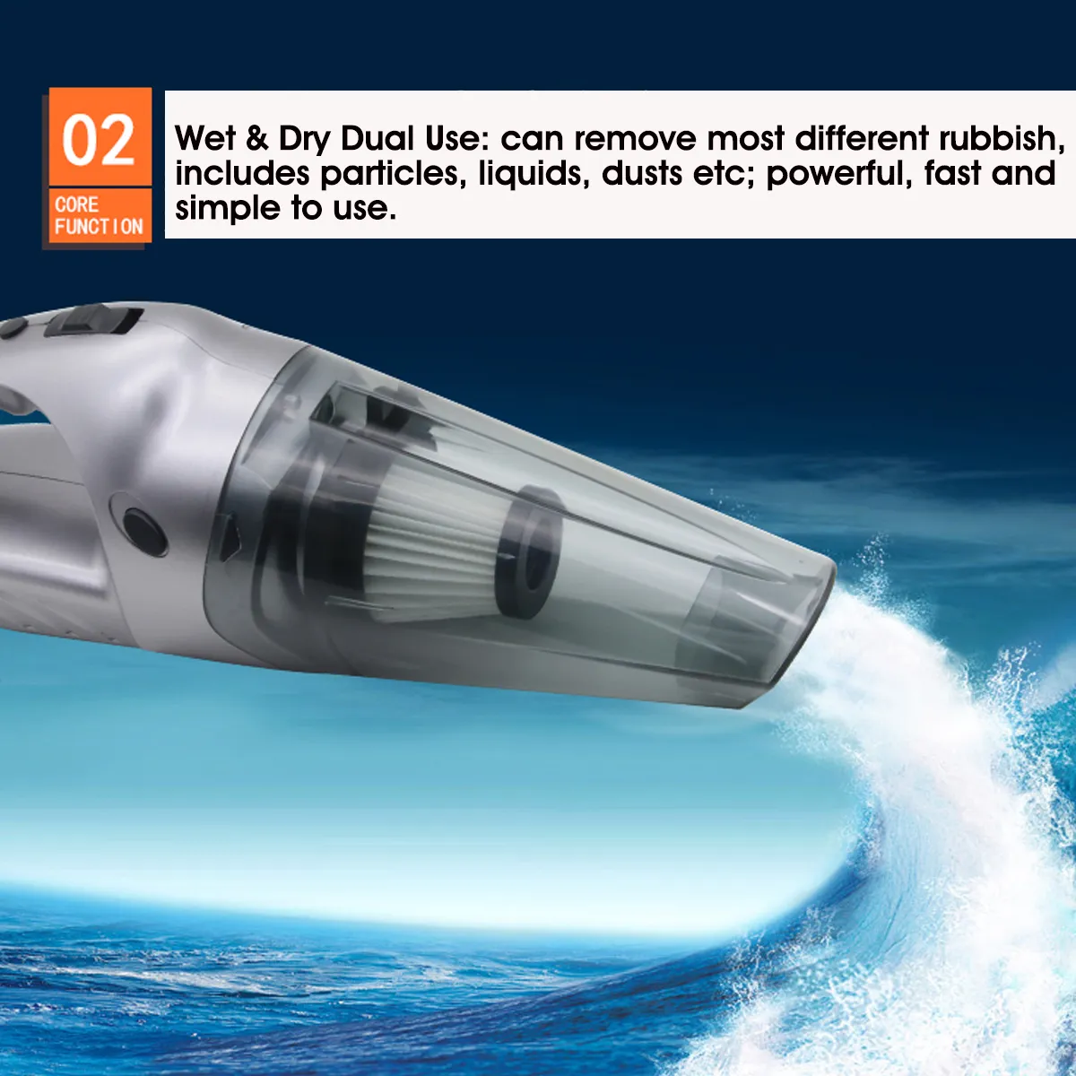 120W Portable Auto Car Handheld Vacuum Cleaner Duster Wet & Dry Dirt Suction with LED Light