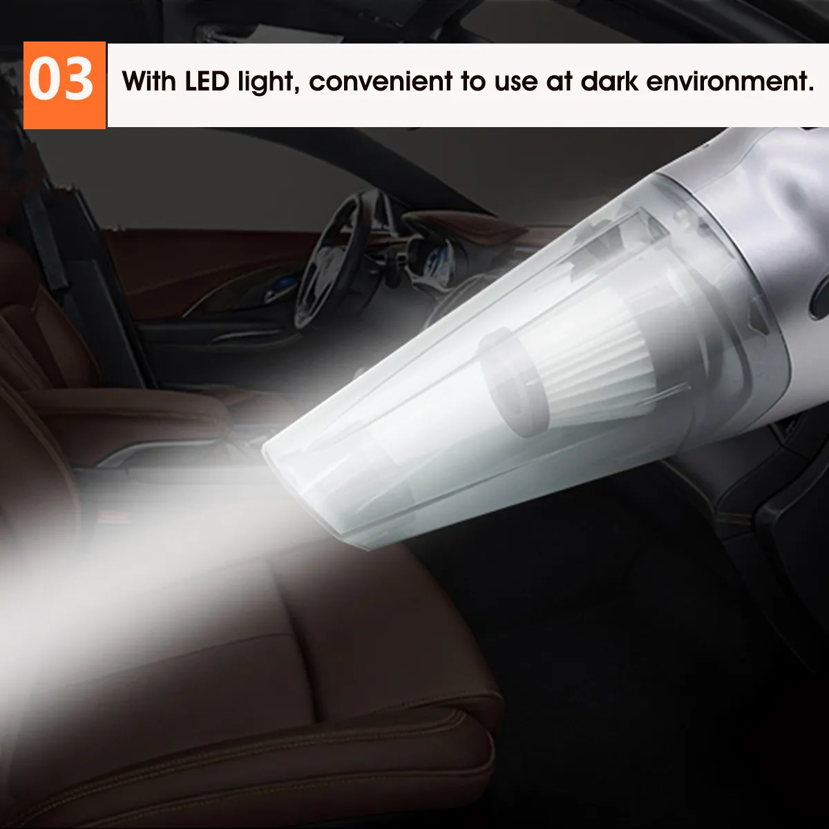 120W Portable Auto Car Handheld Vacuum Cleaner Duster Wet & Dry Dirt Suction with LED Light