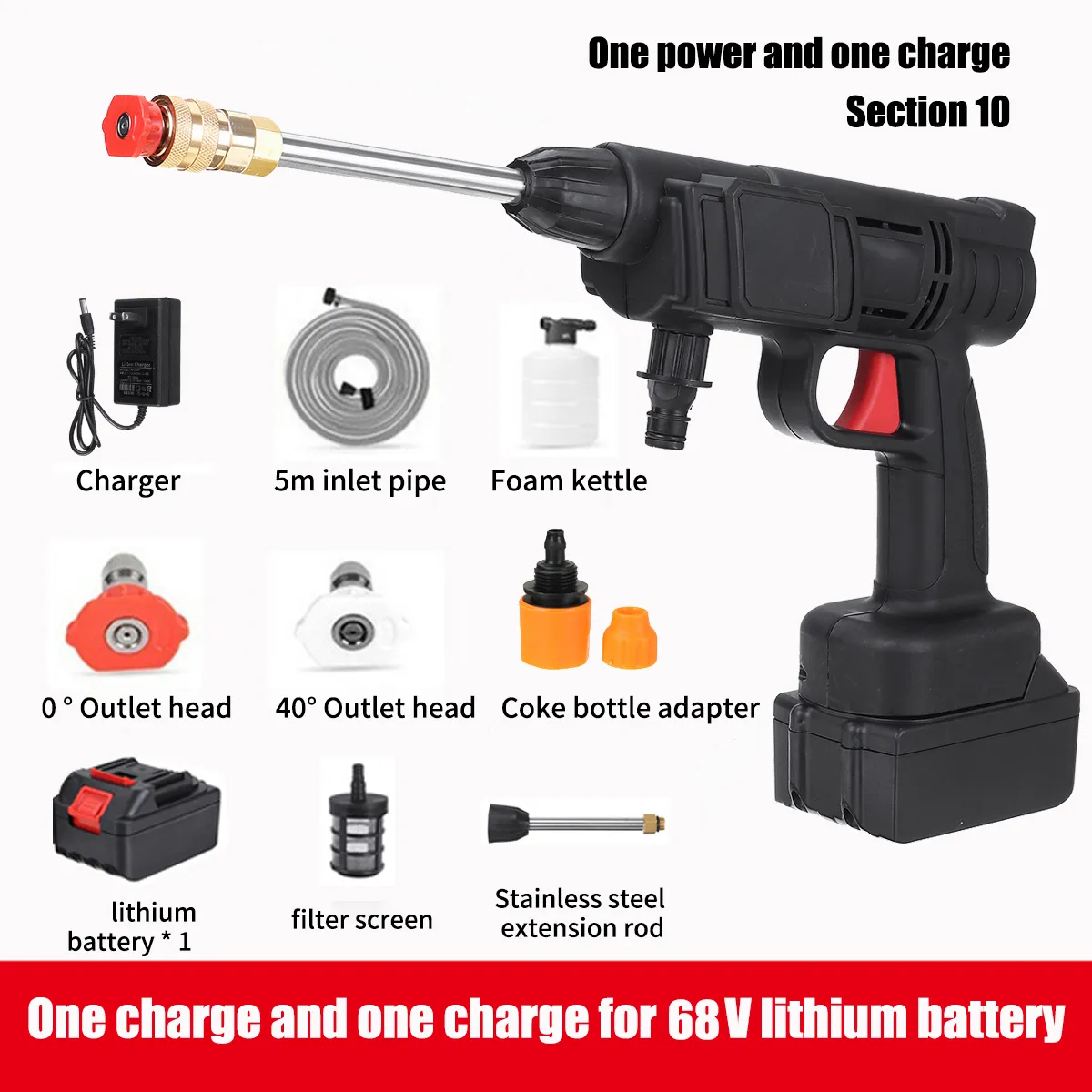 AUTSOME 240W Cordless Pressure Washer Wireless Car Water Pressure Washing Spray