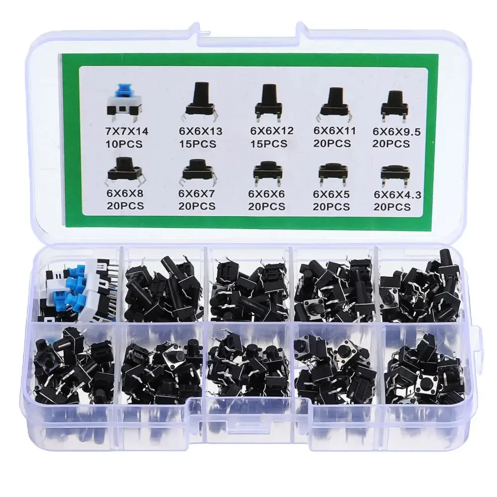 540Pcs 10 Values Tactile Push Button Switch Mini Momentary Tact Assortment Kit DIY