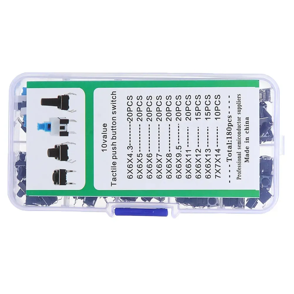 540Pcs 10 Values Tactile Push Button Switch Mini Momentary Tact Assortment Kit DIY