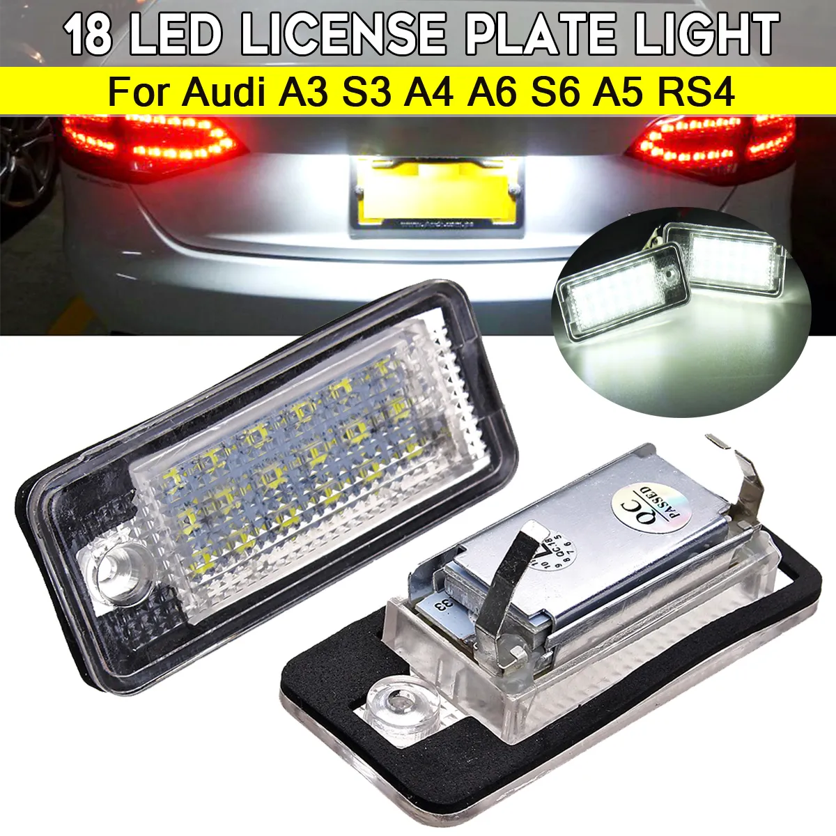 Pair 18LED License Number Plate Lights CANBUS Error Free For Audi A3 S3 A4 A6 S6 A5 RS4