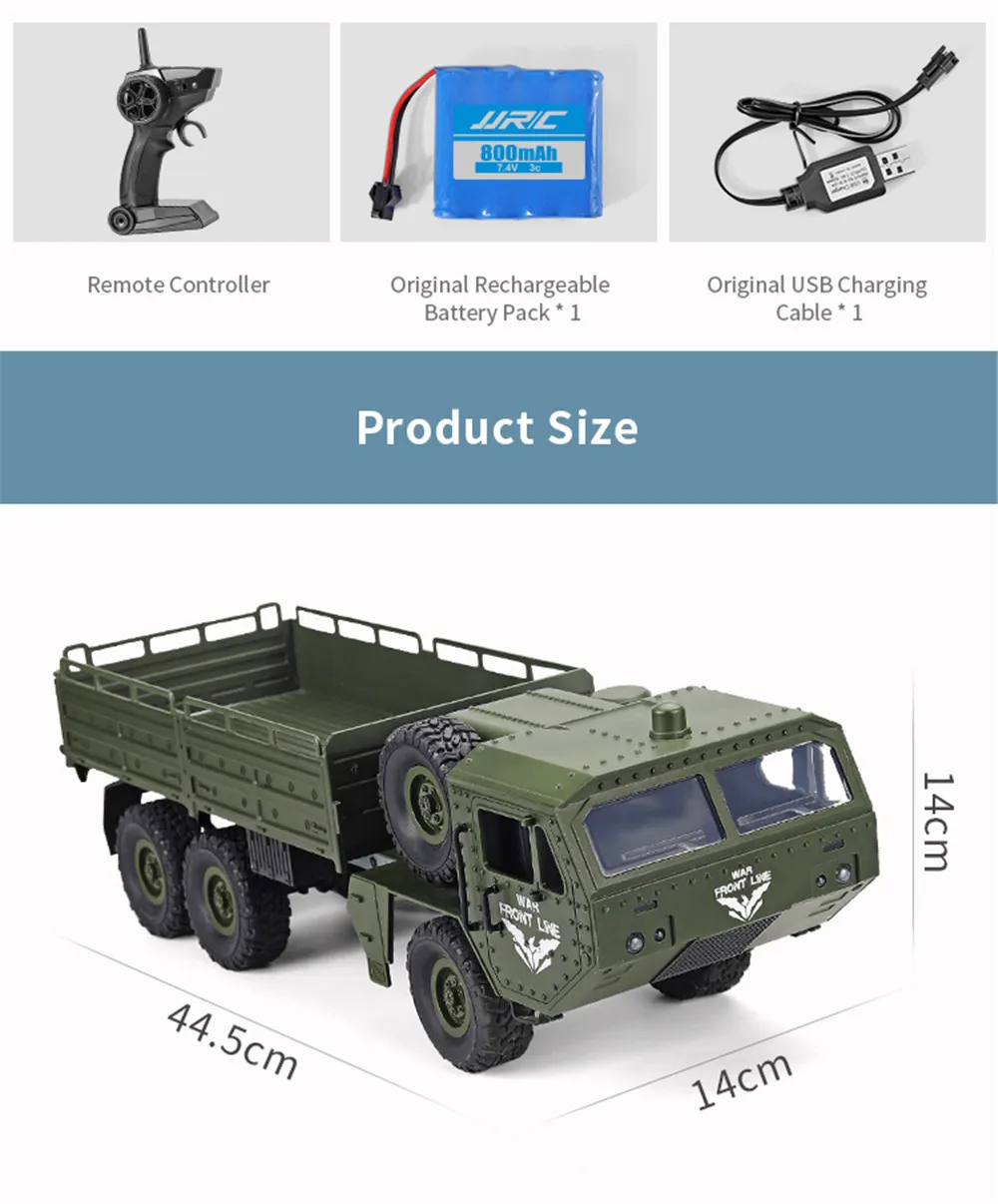 JJRC Q75 1/16 2.4G 6WD RC Car Military Truck Electric Off-Road Vehicles RTR Model