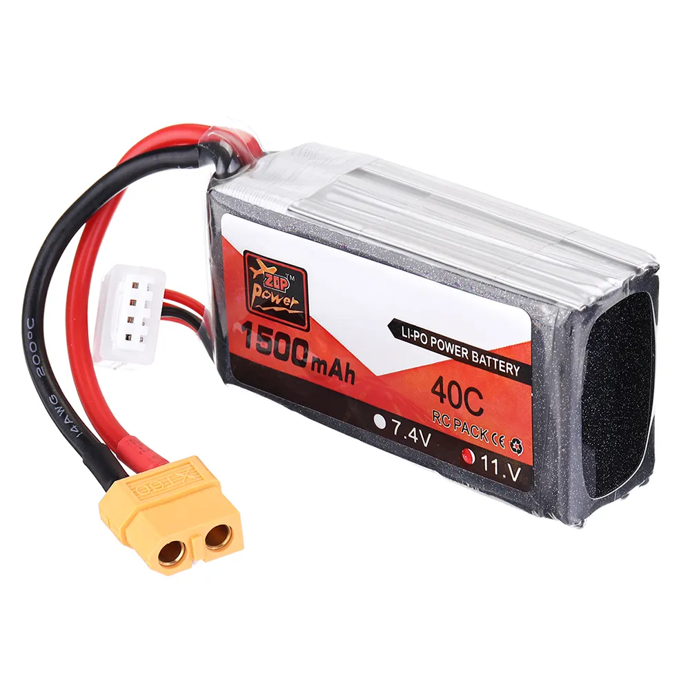 2Pcs ZOP Power 11.1V 1500mAh 40C 3S Lipo Battery XT60 Plug