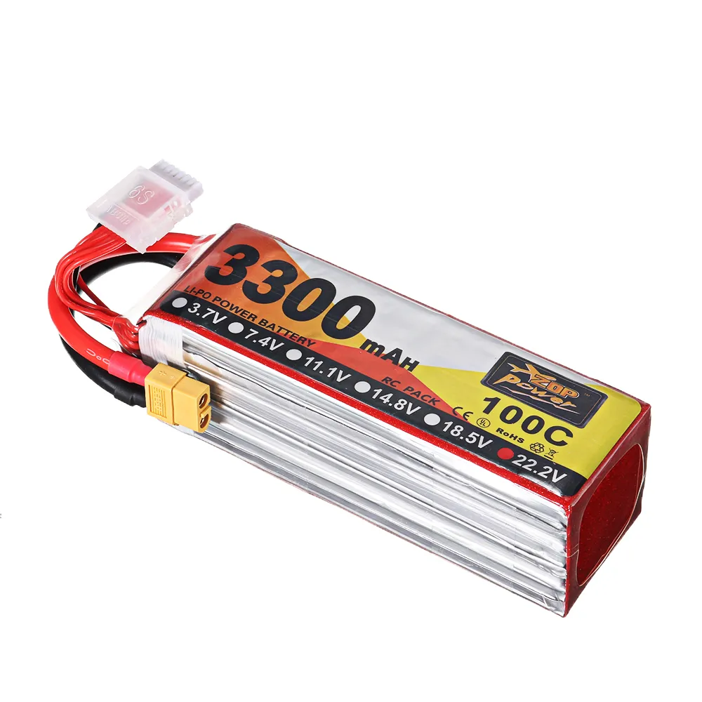 ZOP Power 22.2V 3300mAh 100C 6S Lipo Battery XT60 Plug for RC Racing Drone