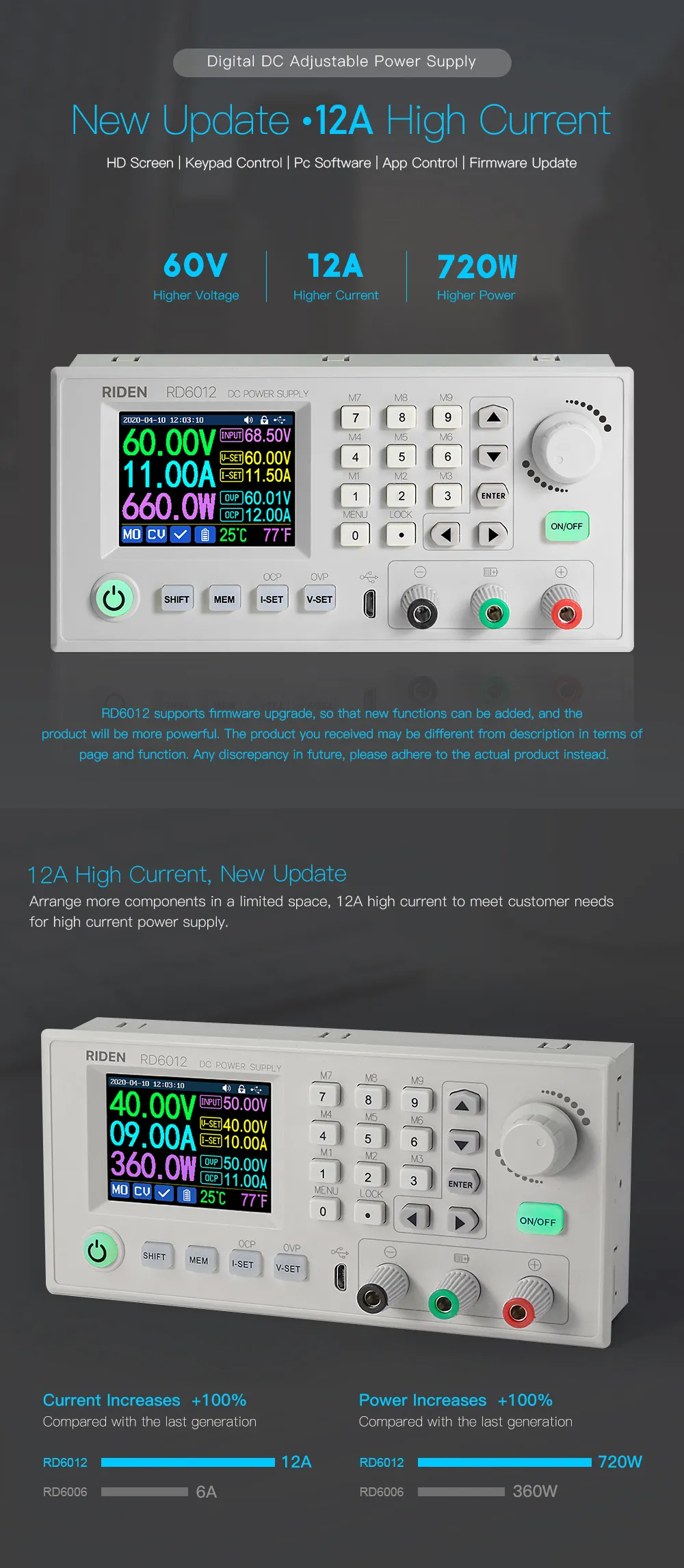 RIDEN® RD6012 RD6012W USB WiFi DC-DC Voltage Current Step Down Power Supply Module Buck Voltage Converter Voltmeter 60V 12A RIDEN® RD6012 RD6012W USB WiFi DC-DC Voltage Current Step Down Power Supply Module Buck Voltage Converter Voltmeter 60V 12A