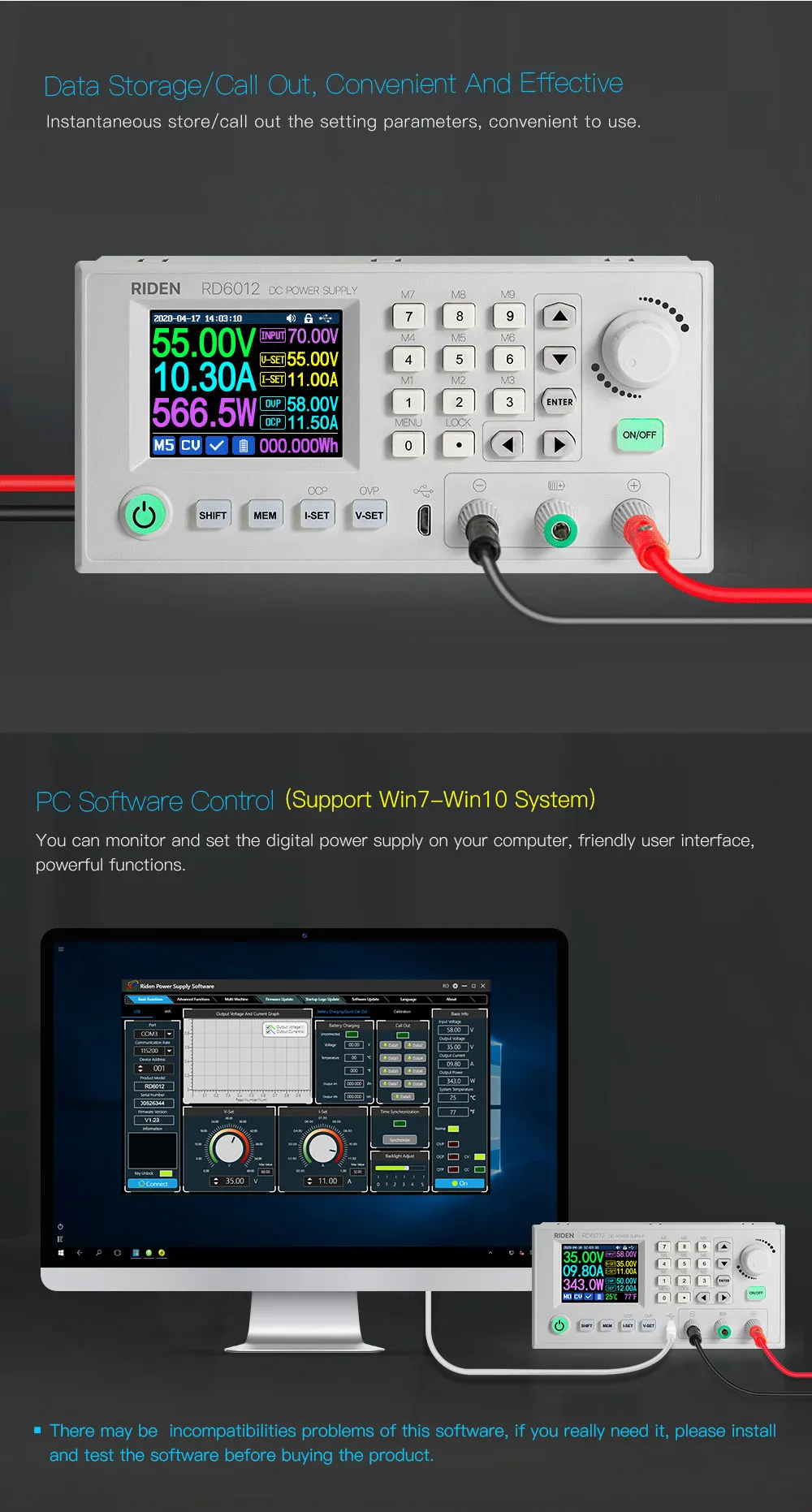 RIDEN® RD6012 RD6012W USB WiFi DC-DC Voltage Current Step Down Power Supply Module Buck Voltage Converter Voltmeter 60V 12A RIDEN® RD6012 RD6012W USB WiFi DC-DC Voltage Current Step Down Power Supply Module Buck Voltage Converter Voltmeter 60V 12A