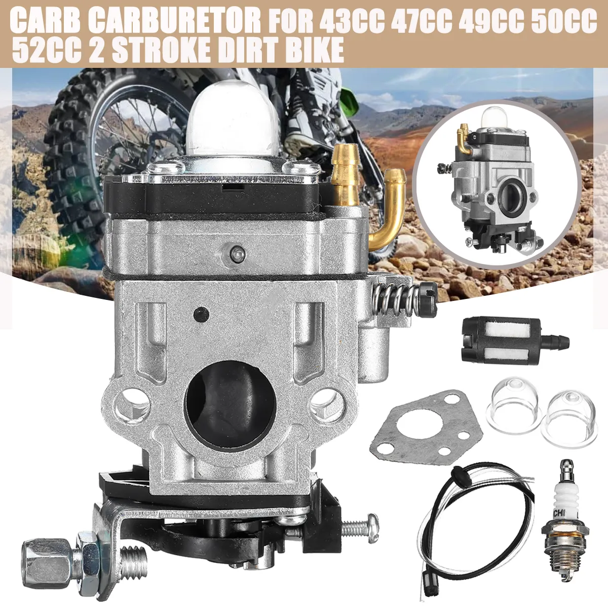 43cc 47cc 49cc 50cc 2-Stroke Carb Carburetor Set For Scooter Dirt Pocket Bike Engine