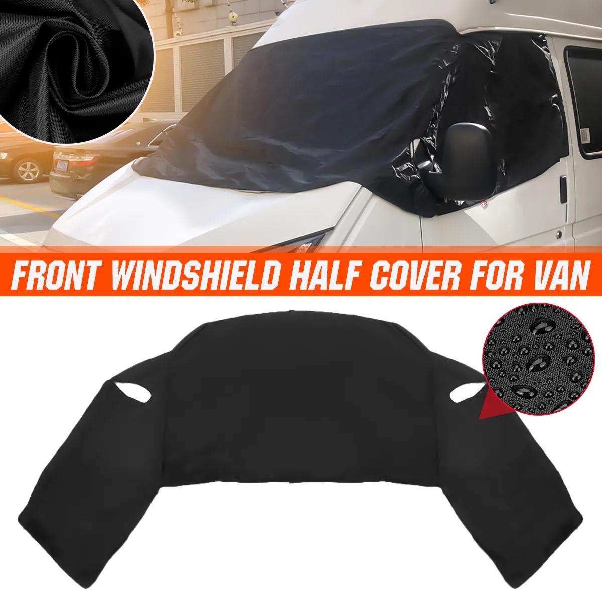 Front Windshield Half Cover Screen Out Blind Window Wrap Frost Black For Van