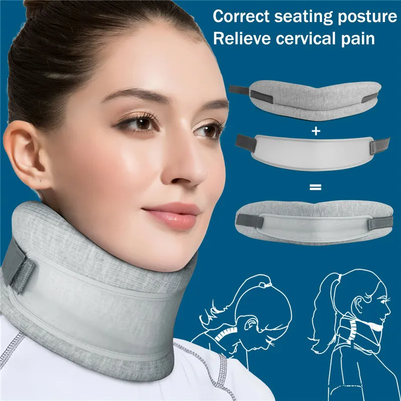 2-in-1 Adjustable Neck Brace Collar Cervical Support Traction Pain Relief Device