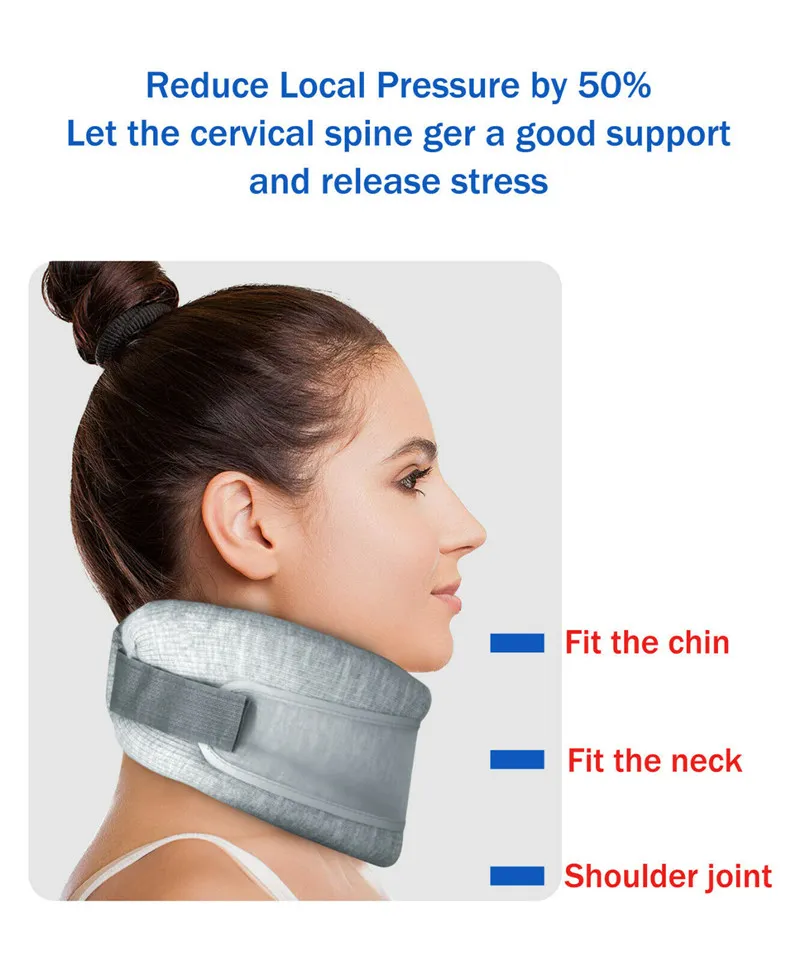 2-in-1 Adjustable Neck Brace Collar Cervical Support Traction Pain Relief Device