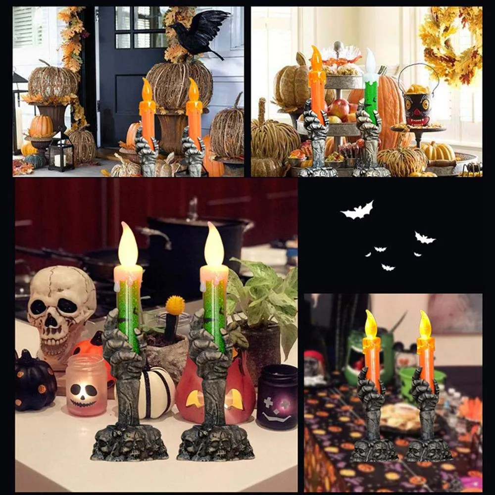 Halloween Light Flameless Plastic Candles Halloween Decoration Props Ghost Light