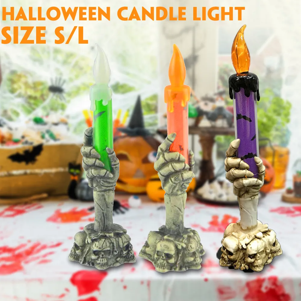 Halloween Light Flameless Plastic Candles Halloween Decoration Props Ghost Light