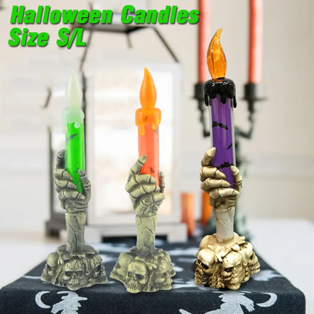 Halloween Light Flameless Plastic Candles Halloween Decoration Props Ghost Light