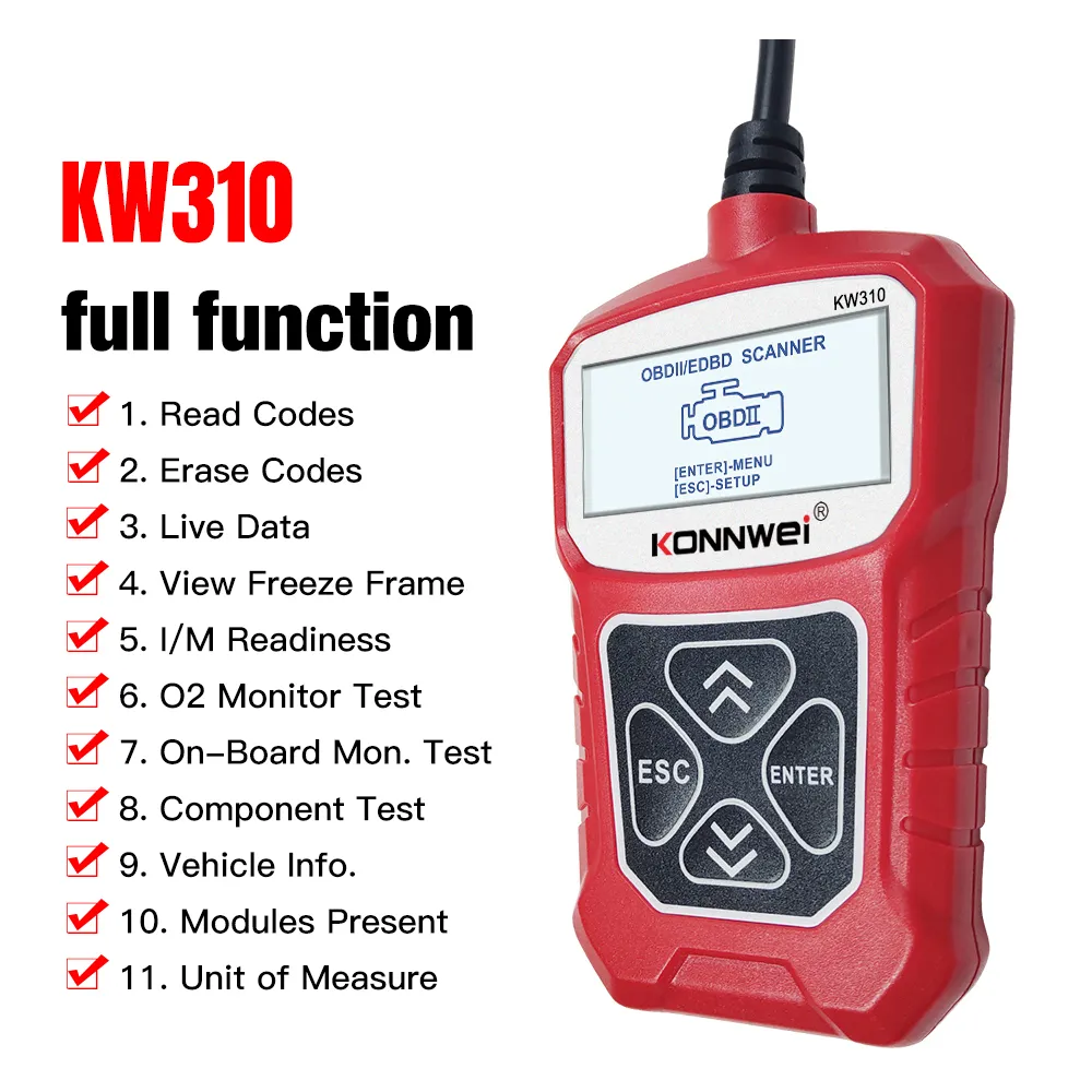 KONNWEI KW310 OBD2 Car Diagnostic Scanner EOBD Scan Tool DTC Engine Code Reader Voltage Test Built-in Speaker KONNWEI KW310 OBD2 Car Diagnostic Scanner EOBD Scan Tool DTC Engine Code Reader Voltage Test Built-in Speaker