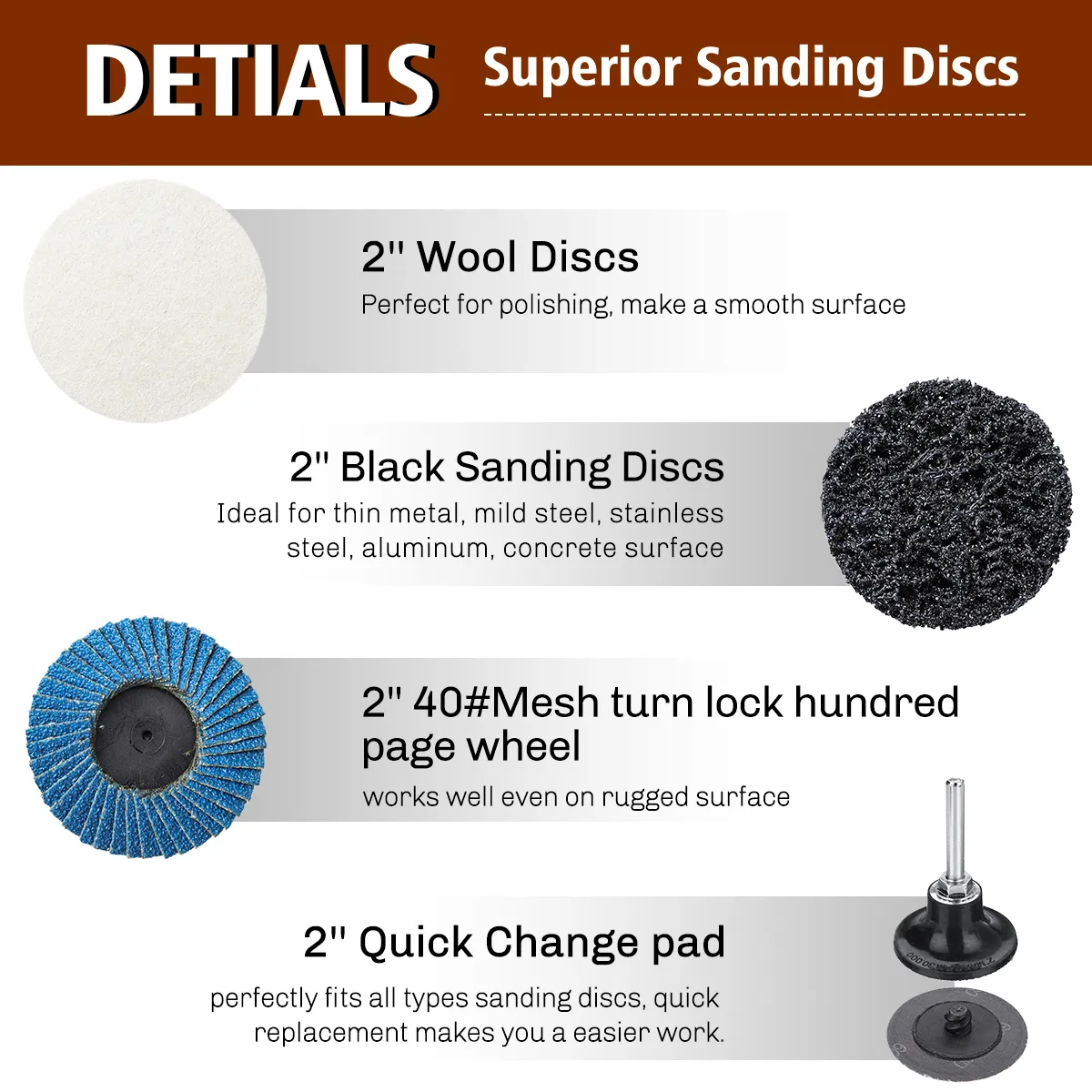 Drillpro 70pcs Sanding Discs Set 2'' Type R Roll Lock Discs Pads Sanding Abrasives US
