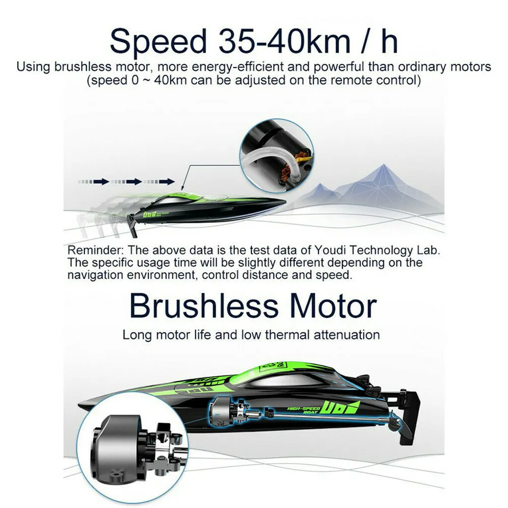 UDIRC UDI908 2.4G 40KM/h Brushless RC Boat Impermeabile con Ripristino Capovolgimento Modello RTR con Sistema di Raffreddamento ad Acqua