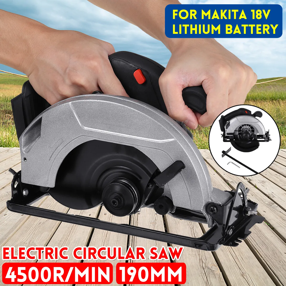 Drillpro 190mm Electric Circular Saw Corded Cutting Tool For 18V Lithium Battery