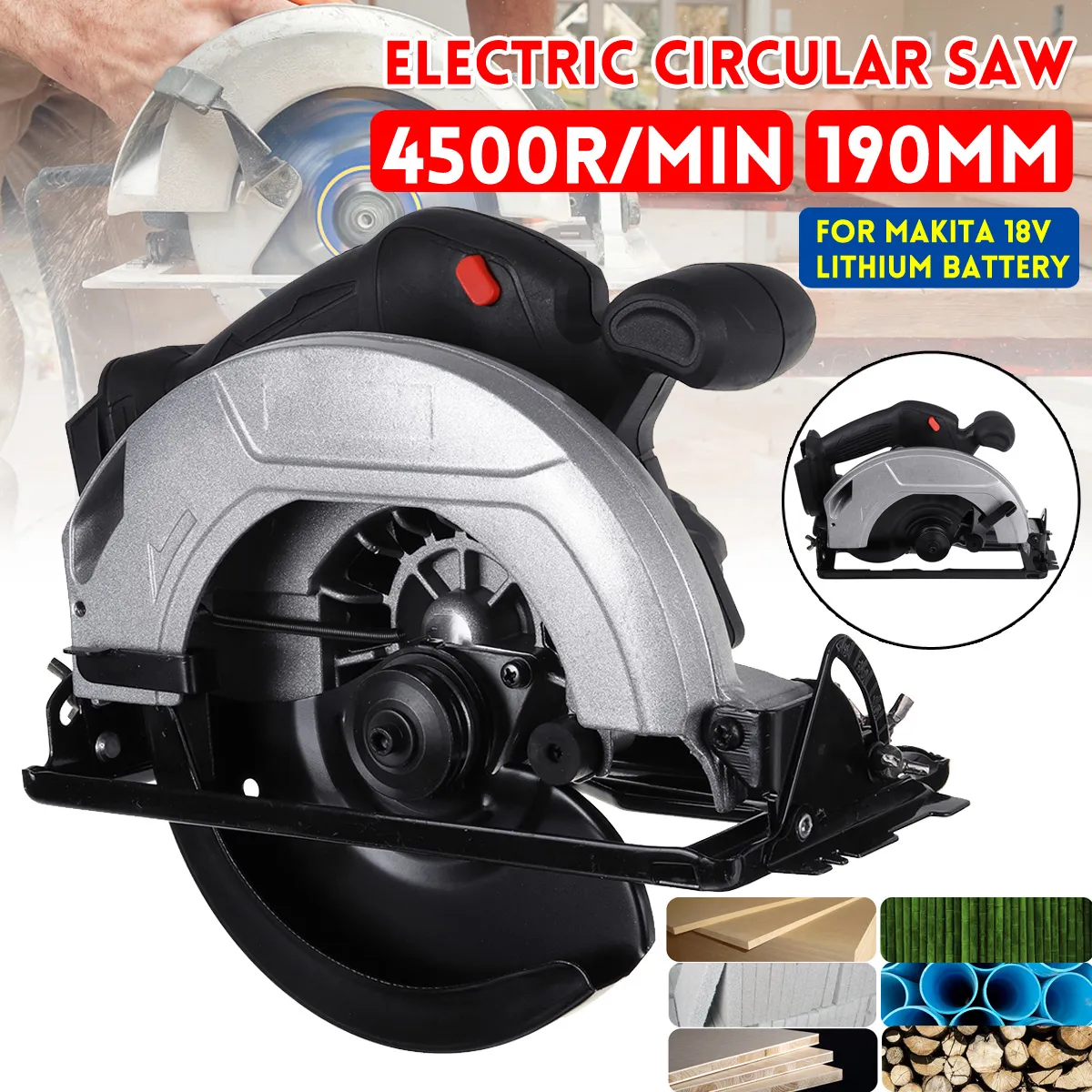 Drillpro 190mm Electric Circular Saw Corded Cutting Tool For 18V Lithium Battery
