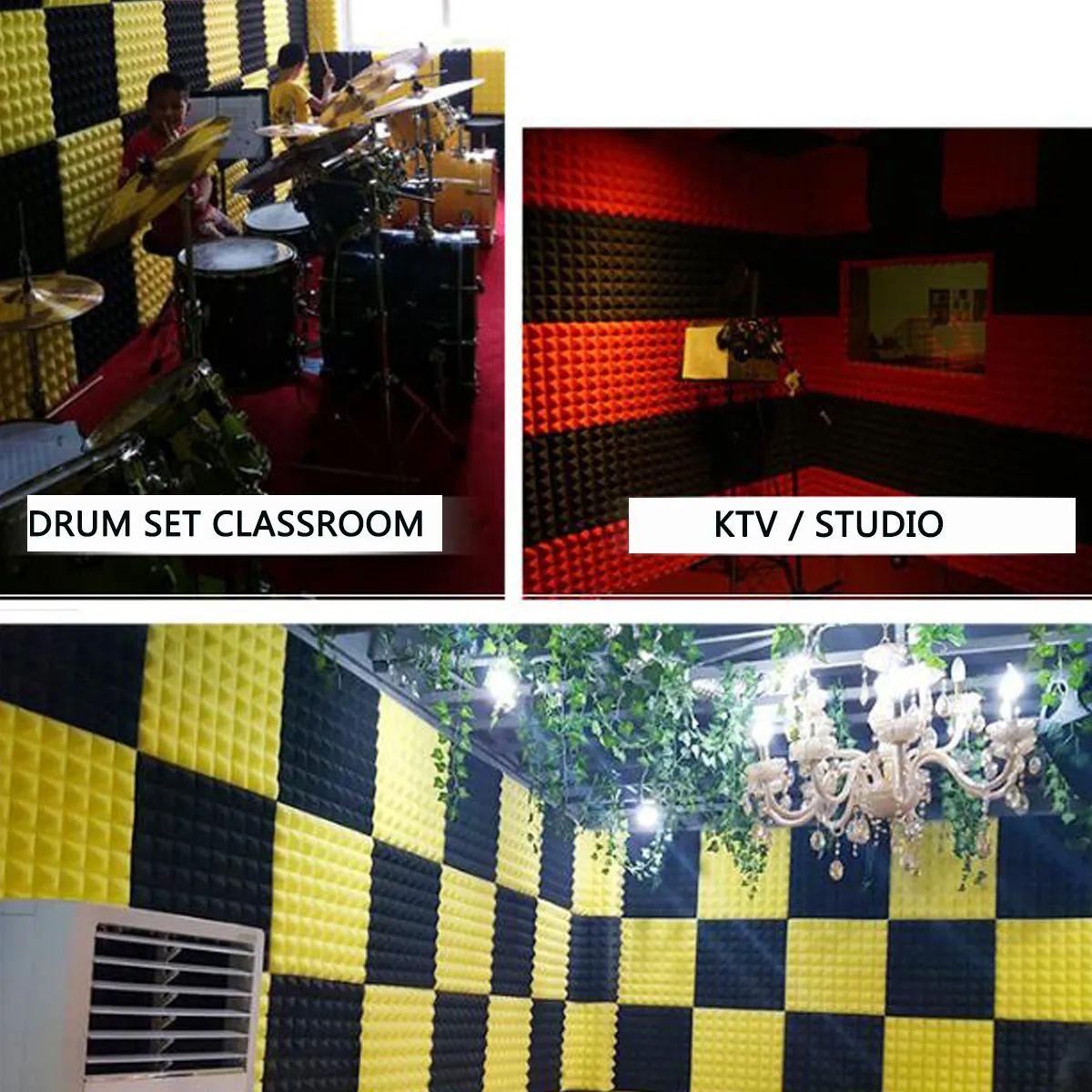 30x30x3cm 12PCS Soundproof Foams Sponge Sound Insulation Studio Wall Panel Tiles