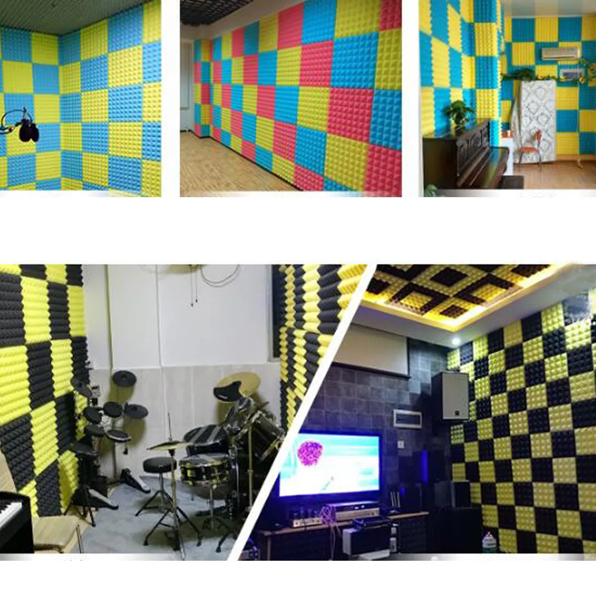 30x30x3cm 12PCS Soundproof Foams Sponge Sound Insulation Studio Wall Panel Tiles