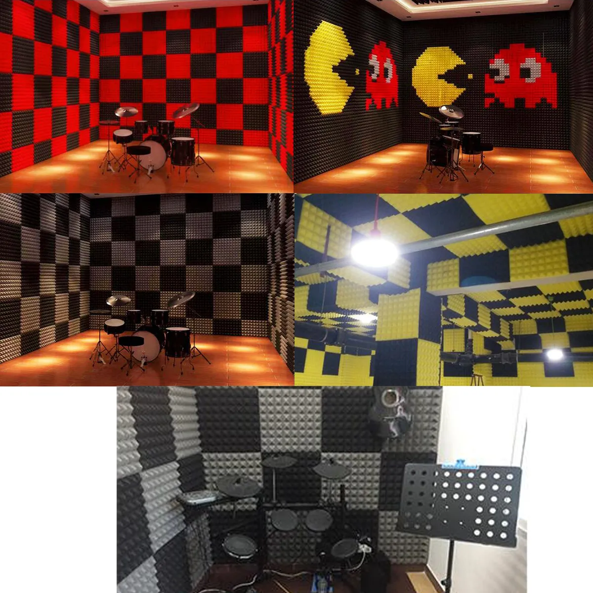 30x30x3cm 12PCS Soundproof Foams Sponge Sound Insulation Studio Wall Panel Tiles