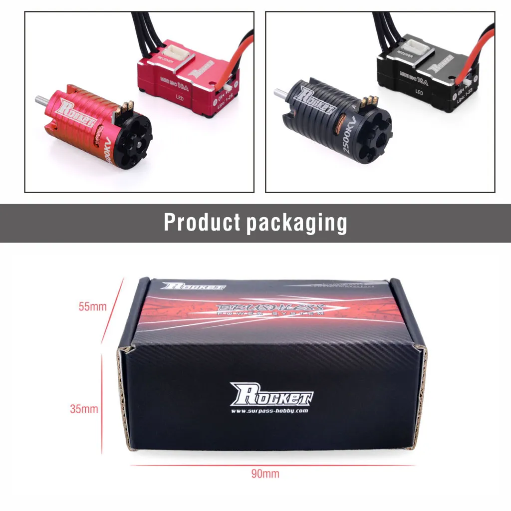 Surpass Hobby ROCKET 1410 MINIZ Brushless Motor 18A ESC Set RC Car Parts