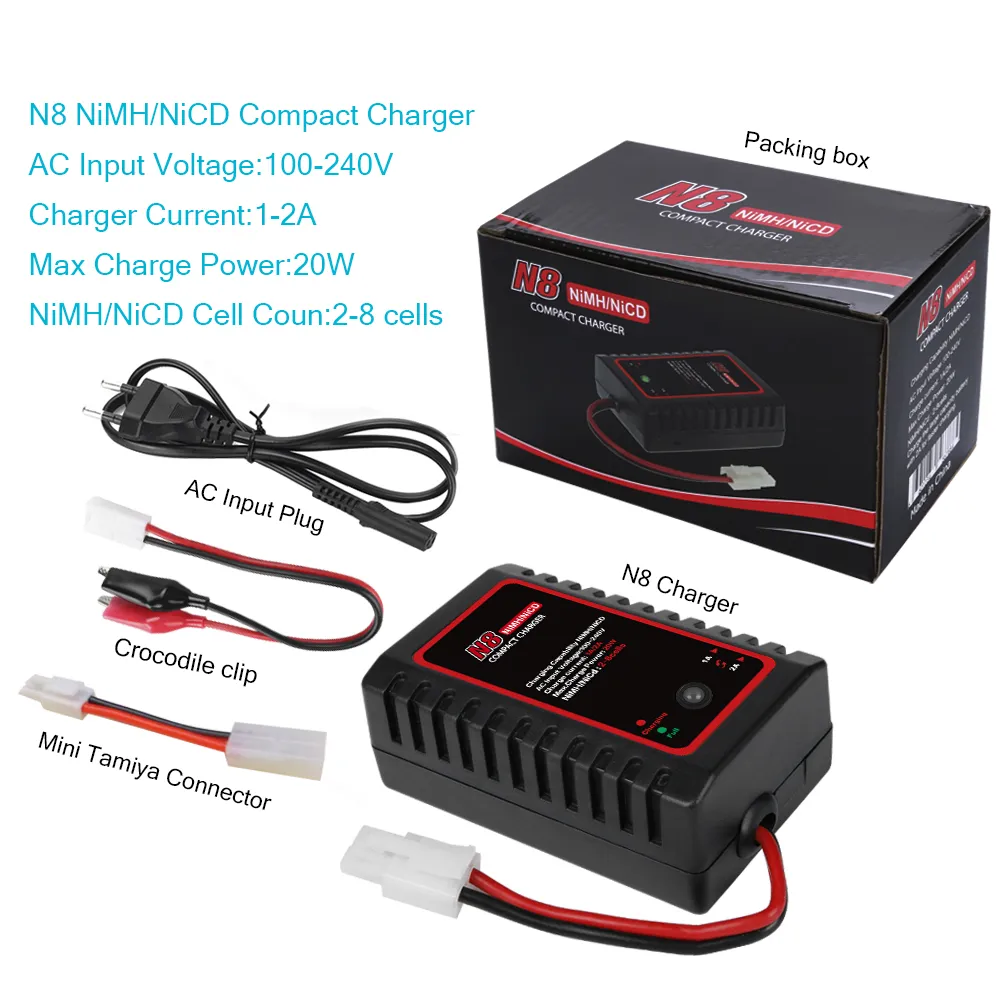 HTRC N8 Battery Charger 20W 2A AC Compact Charger For 2S-8S Nimh/Nicd Battery