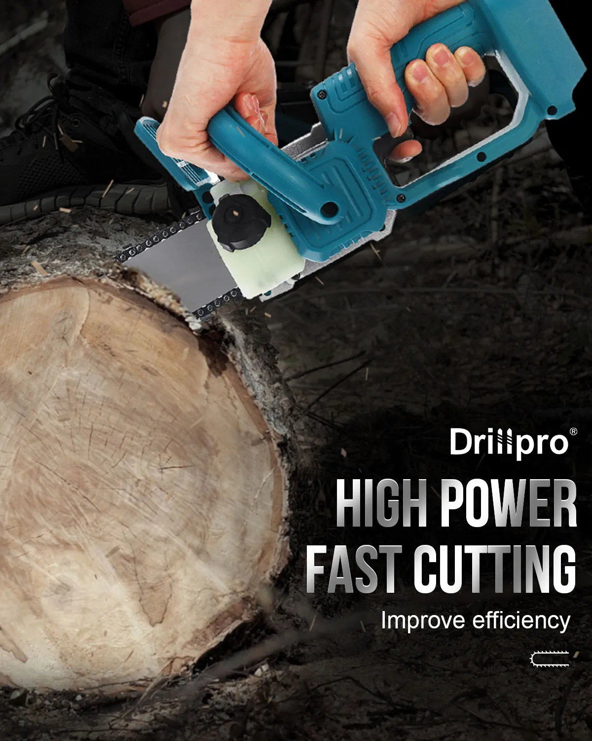 Drillpro 8 Inch Woodworking Electric Chain Saw Portable Wood Cutting Pruning Tool Without Battery Drillpro 8 Inch Woodworking Electric Chain Saw Portable Wood Cutting Pruning Tool Without Battery