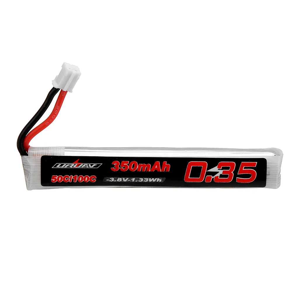5Pcs URUAV 3.8V 350mAh 50/100C 1S Lipo Battery PH2.0 Plug for RC Racing Drone