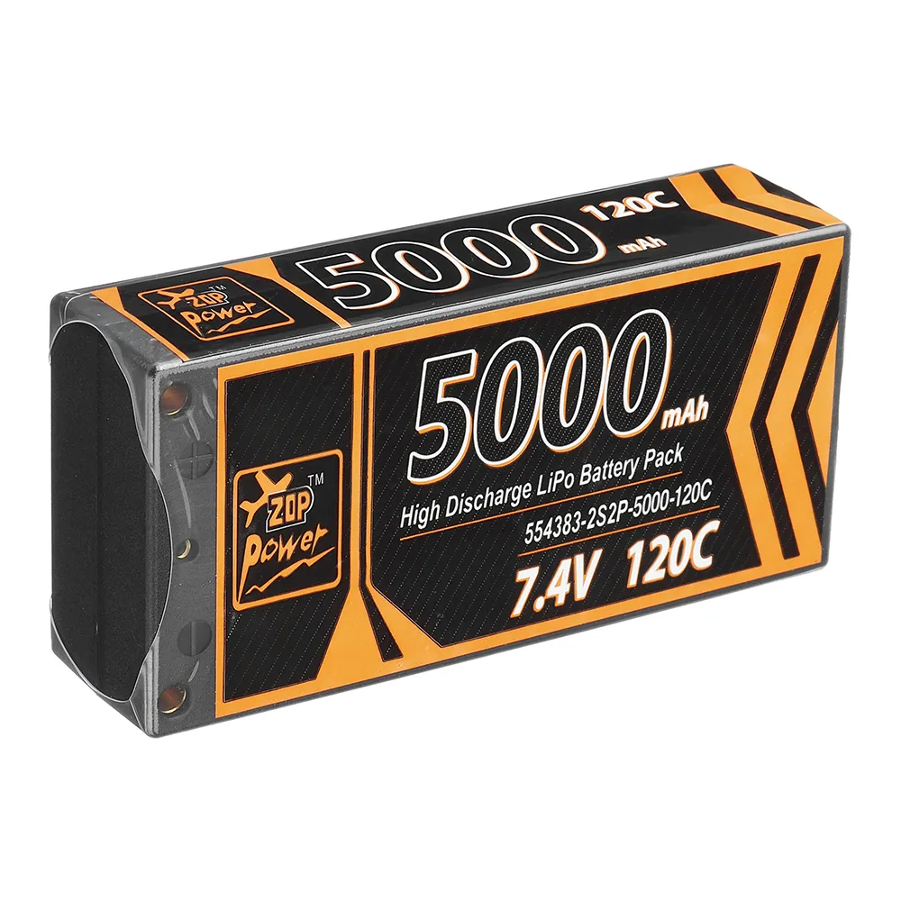 ZOP Power 7.4V 5000mAh 120C 2S Lipo Battery T Deans Plug Hard Case for RC Car ZOP Power 7.4V 5000mAh 120C 2S Lipo Battery T Deans Plug Hard Case for RC Car