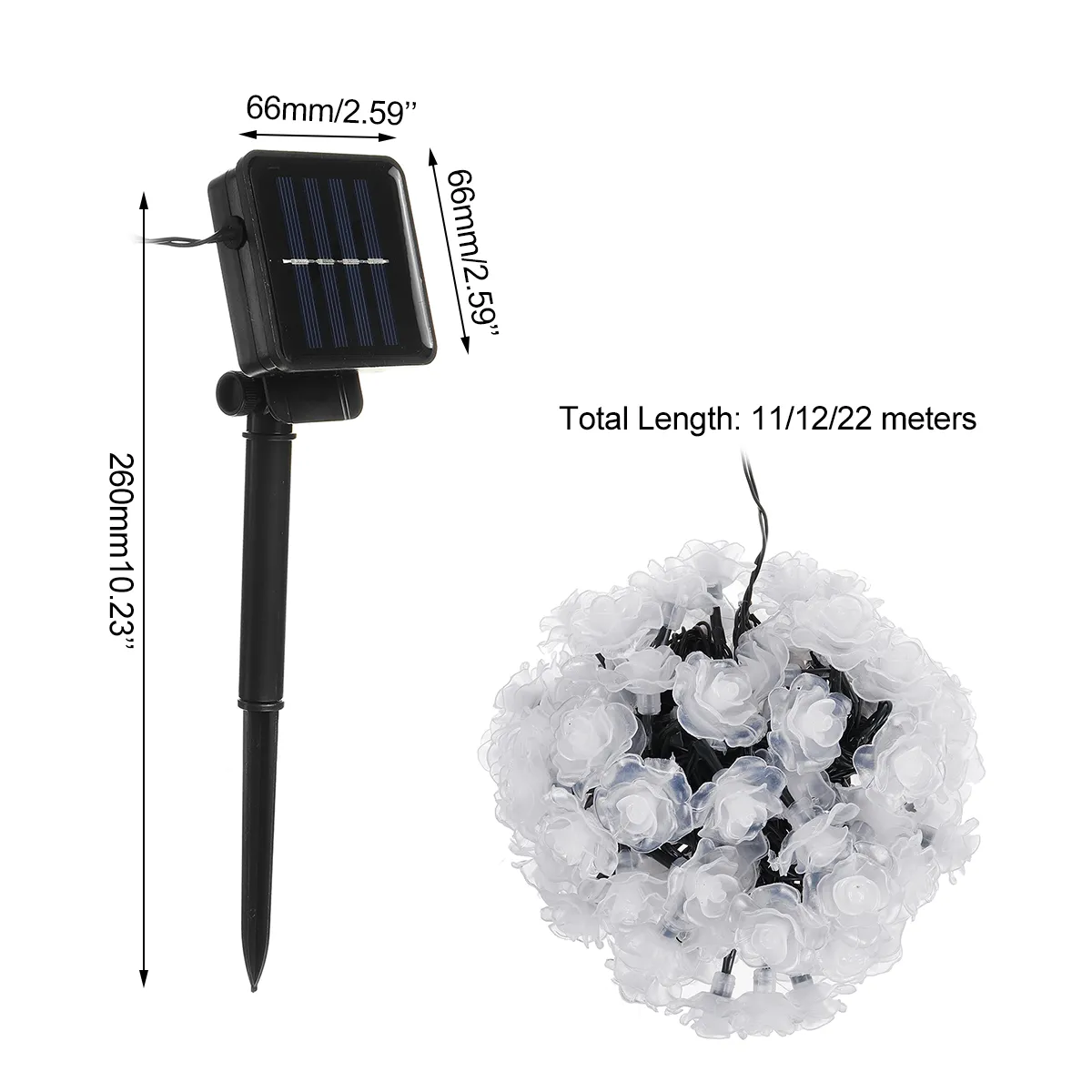 11/12/22M Solar LED String Lights Waterproof Christmas Party Garden Home Decor