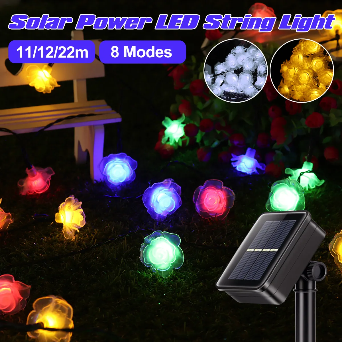 11/12/22M Solar LED String Lights Waterproof Christmas Party Garden Home Decor