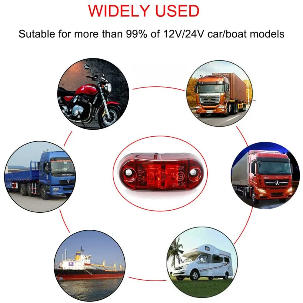 1PC LED Front Side Marker Indicator Light 12V 24V For Truck Van Trailers Boats