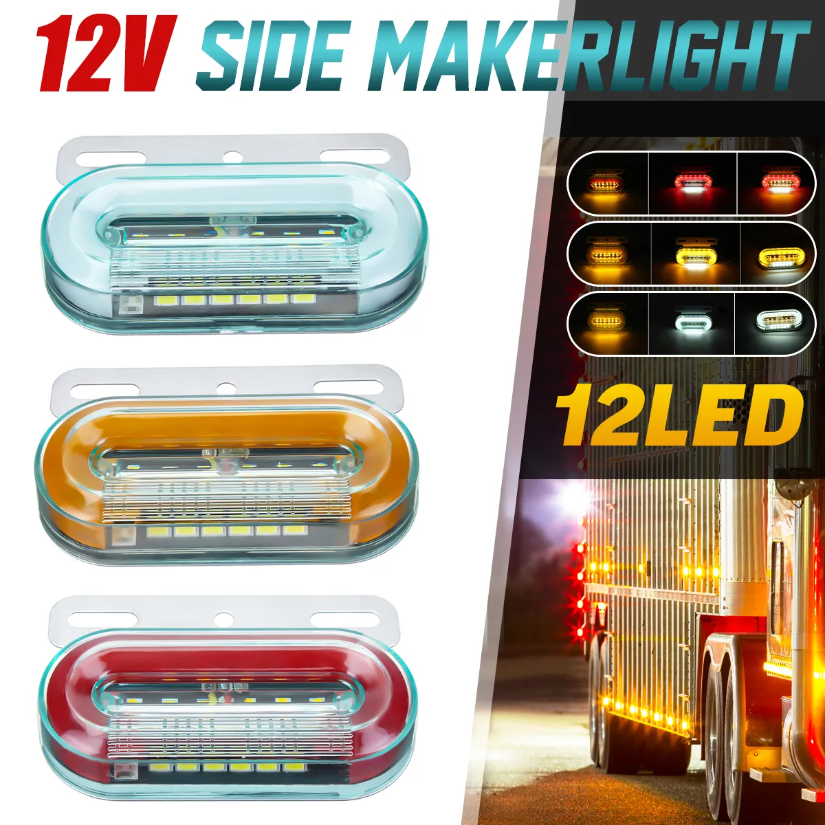 1PC 12LED 12V Flowing LED Side Marker Signal Light Indicator For Truck Trailers 1PC 12LED 12V Flowing LED Side Marker Signal Light Indicator For Truck Trailers