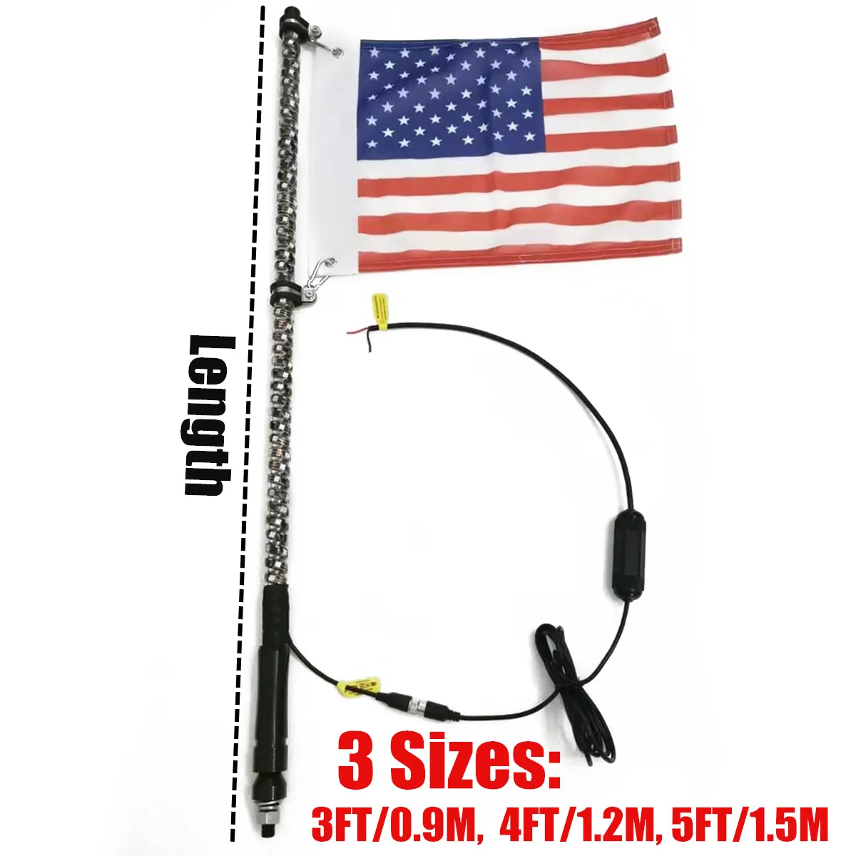 3/4/5FT RGB Beleuchtete Antenne LED Licht Peitsche Flagge Für SUV ATV RZR UTV Weihnachten