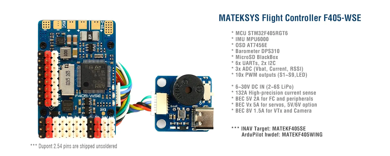 MATEKSYS F405-WSE STM32F405RGT6 Flight Controller For RC Airplane Fixed-Wing